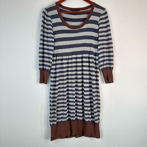 BCBGMaxAzria Silk Blend Striped Knit Sweater Dress Womens Large Casual Preppy